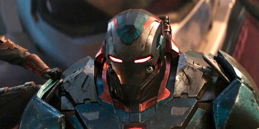 James Rhodey Rhodes wears the Iron Patriot War Machine Mark II armor in Avengers Endgame