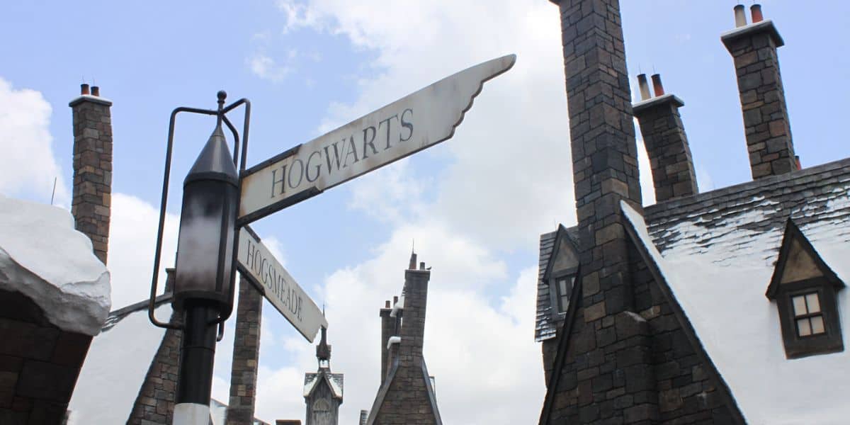 Signs that point to Hogwarts and Hogsmeade in the Wizarding World of Harry Potter. Fast & Furious Supercharged is taking place at Universal Studios Florida