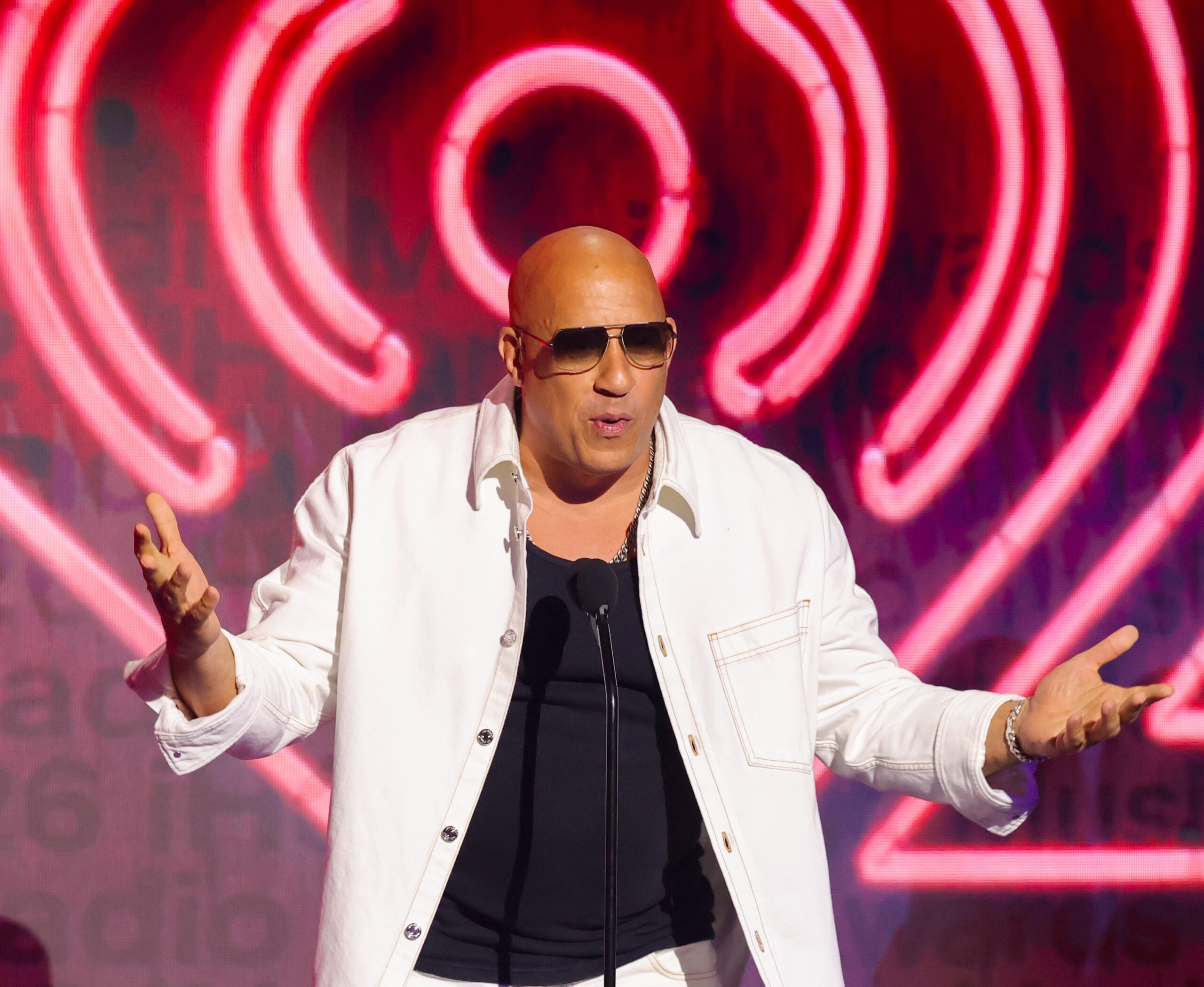 Vin Diesel was distracted from his duties presenting the 2026 iHeartRadio Music Awards after he couldn't find a teleprompter.
