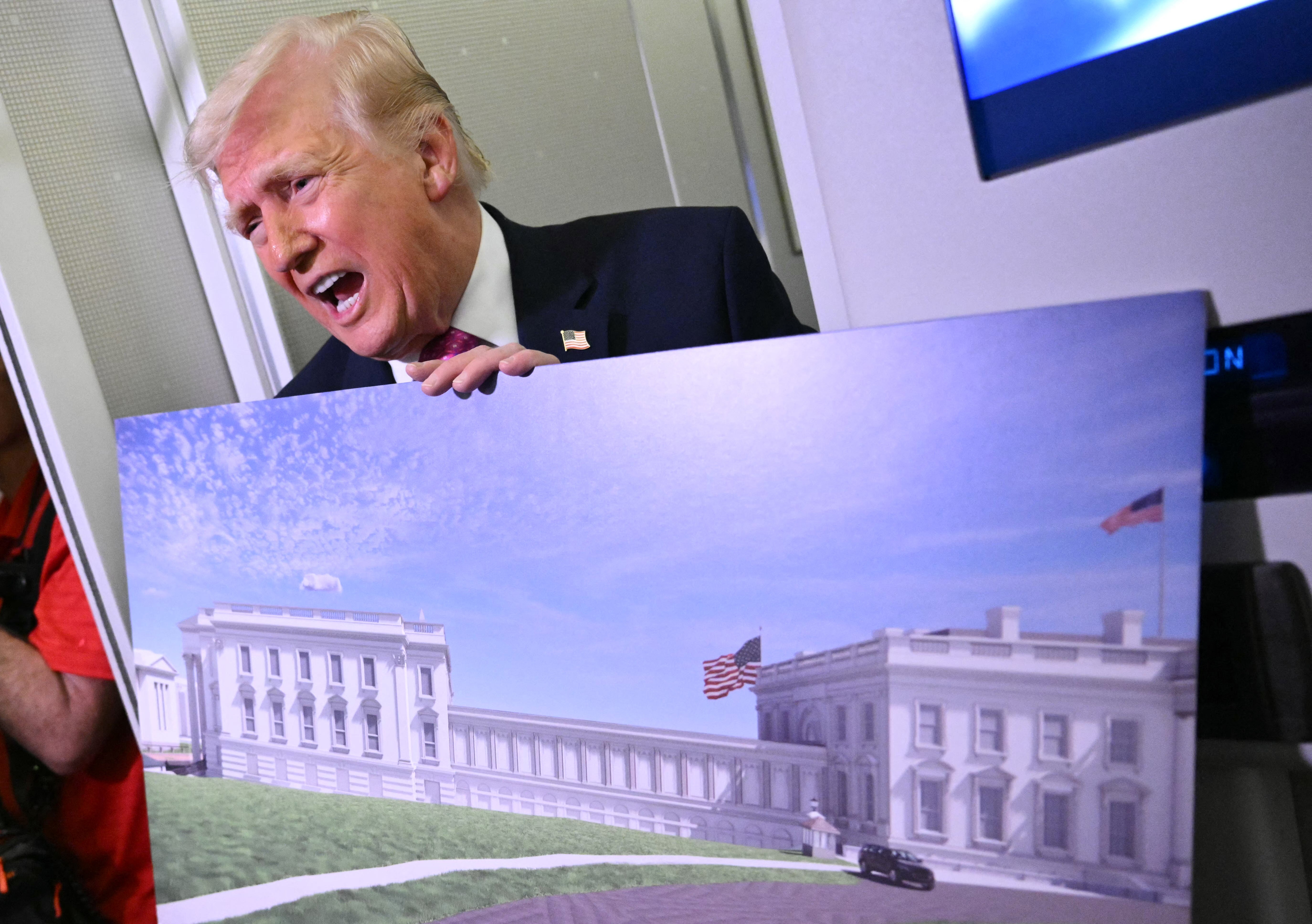 The presidential library appears to have a picture of Trump's soon-to-be-built White House ballroom
