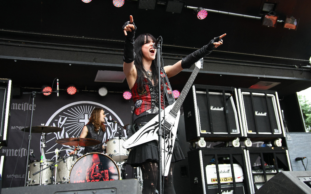 Halestorm on stage in 2009